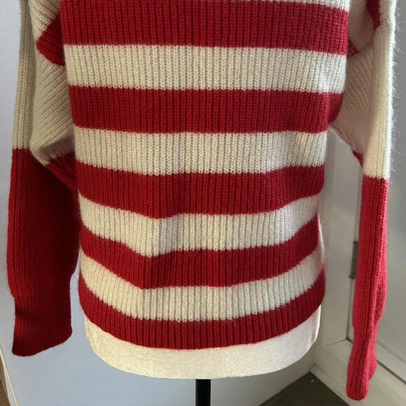 ViCOLO Made in Italy Red & Ivory Stripe Lurex Ultra-Soft Ribbed Sweater – US M - Picture 6 of 12